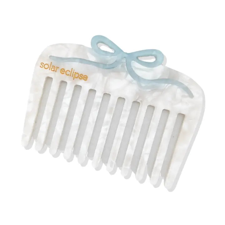 Hand-Painted Something Blue Bow Pocket Hair Comb