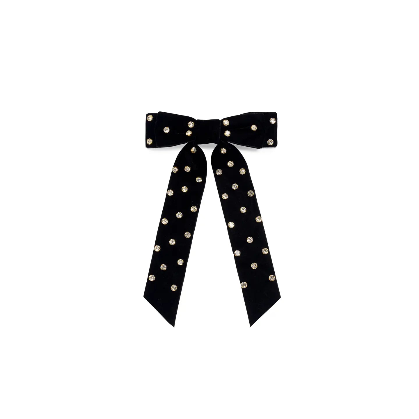 Velvet and Rhinestones Bow Clip