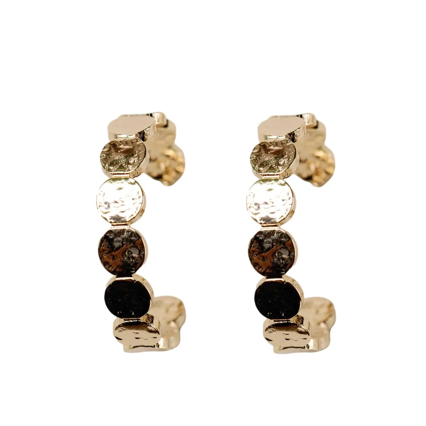 Hammered Gold Scalloped Hoop Earrings