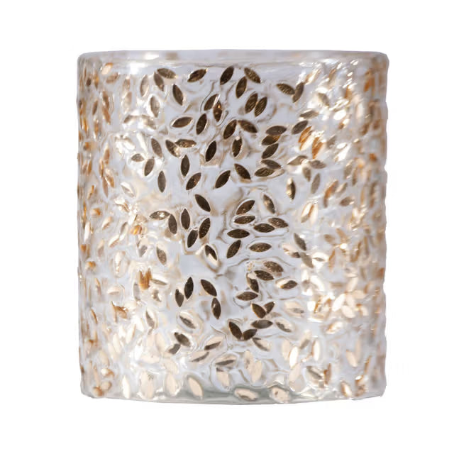 Glass Votive Holder with Embedded Sequins
