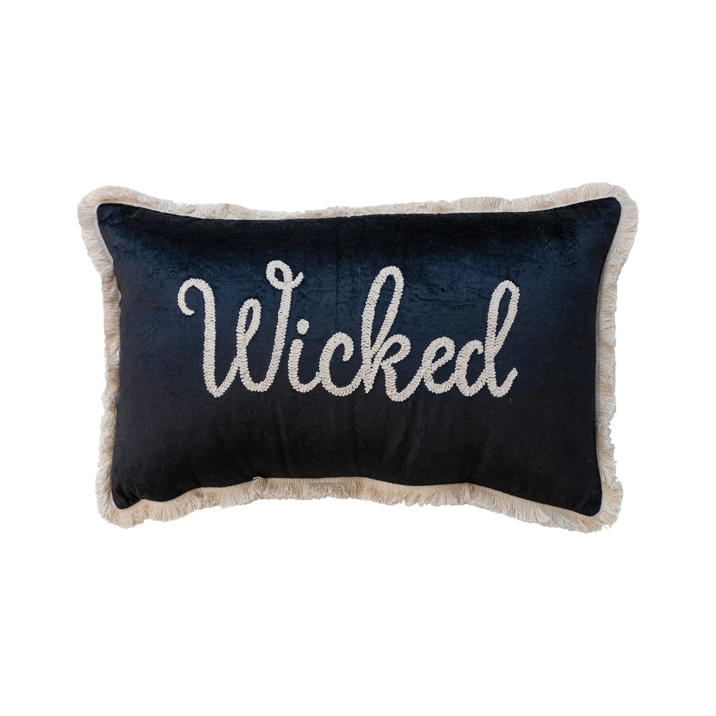 Wicked Embroidered Velvet Lumbar Pillow