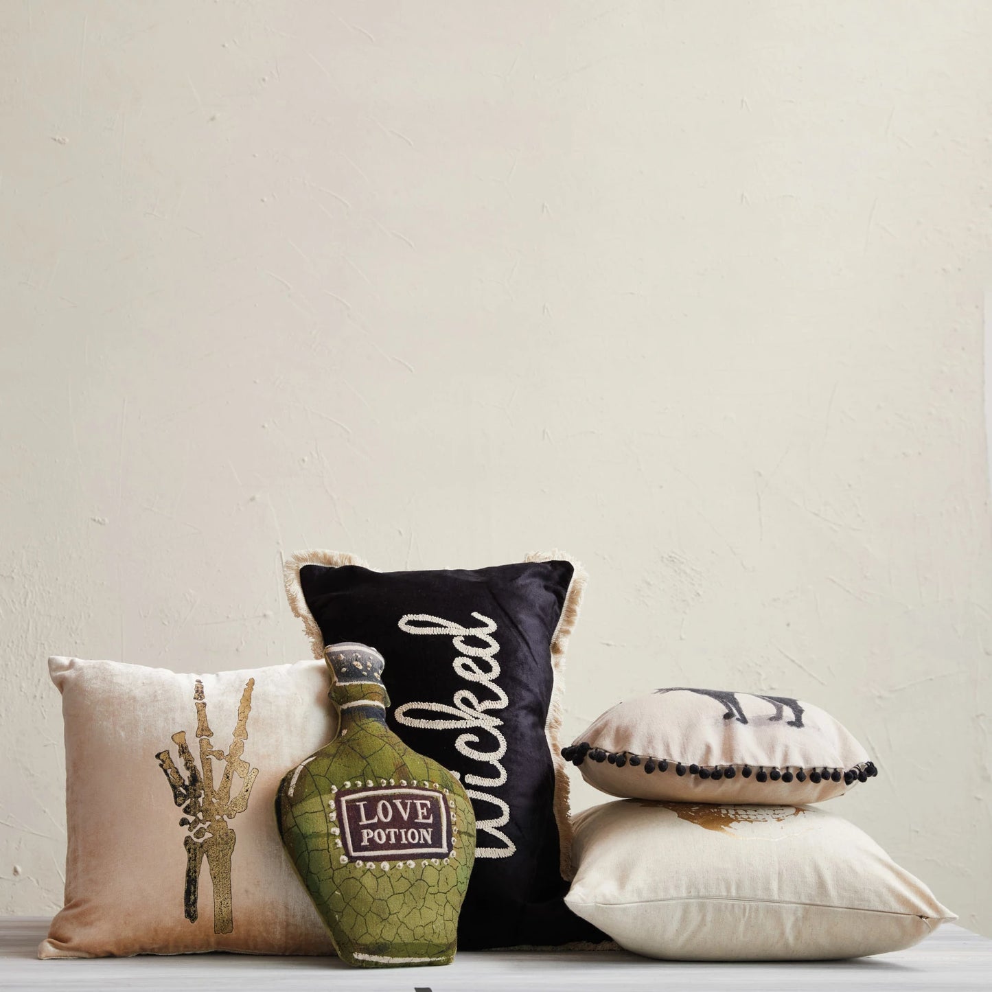 Wicked Embroidered Velvet Lumbar Pillow