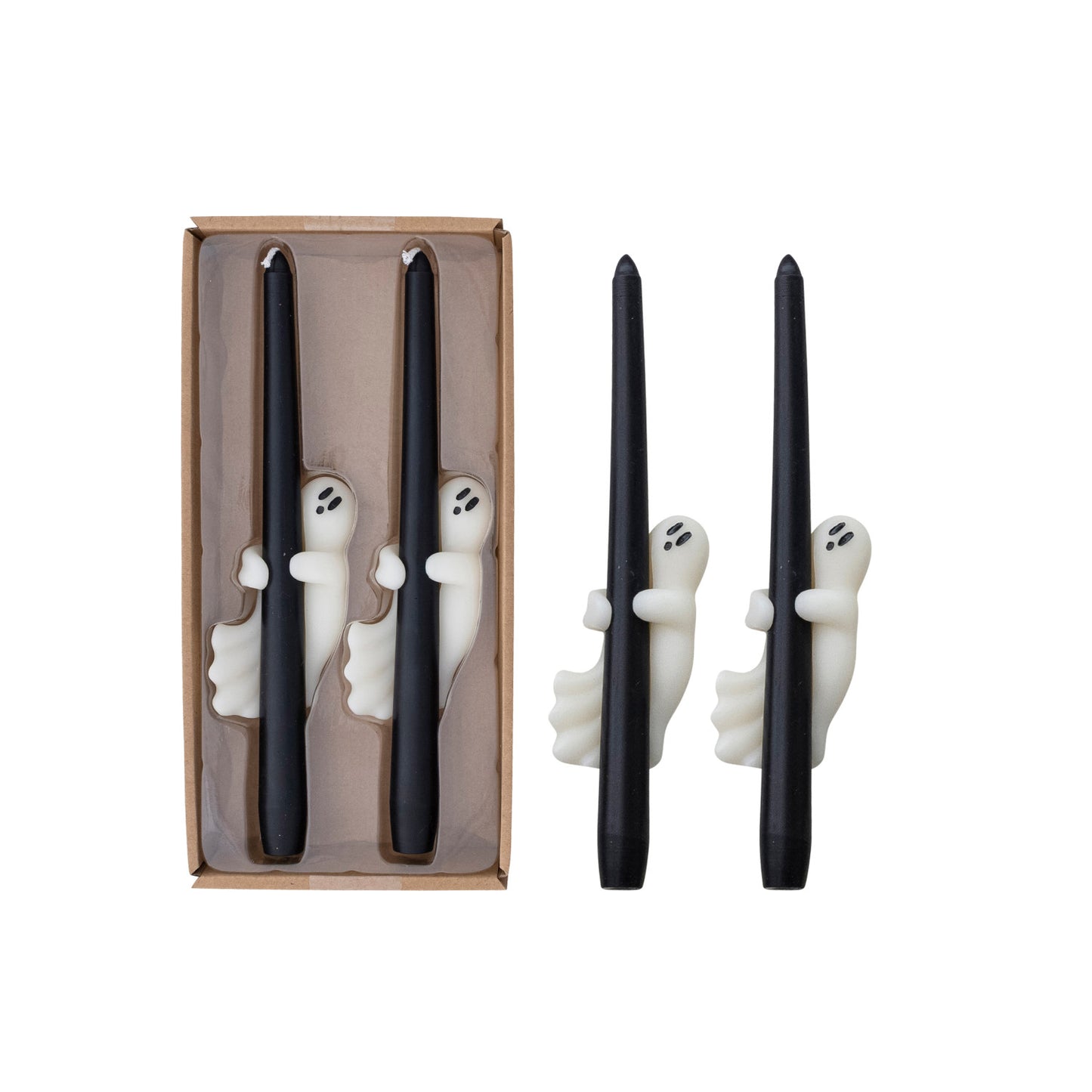 Black Boxed Taper Candles with Ghost