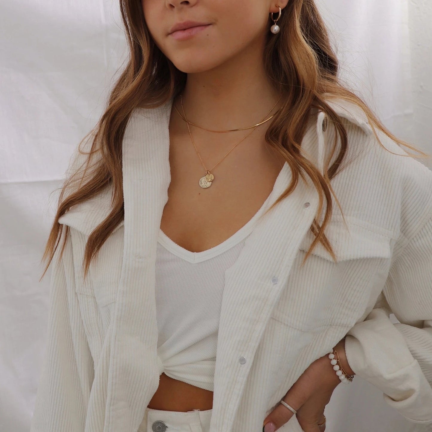 Audrey Pearl Hoop Earrings