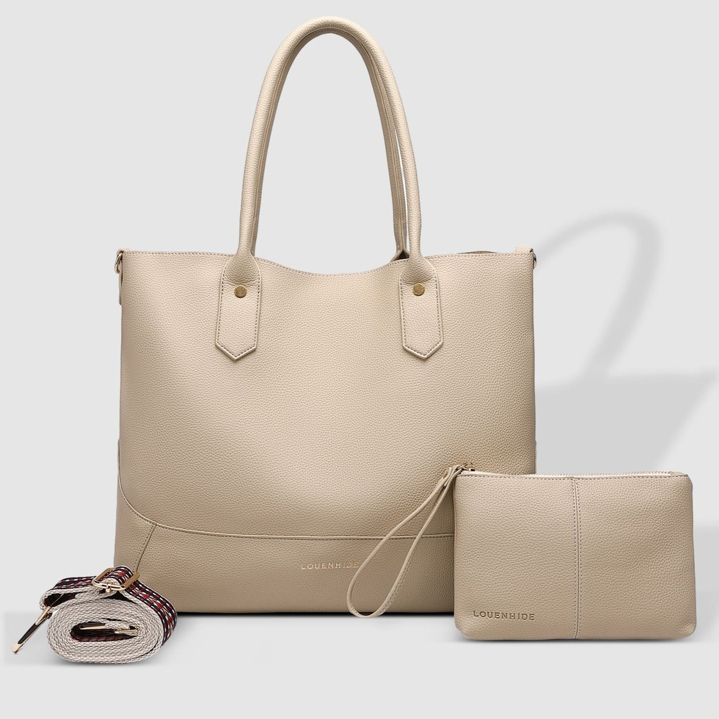 light tan leather bag set