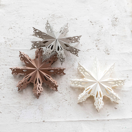 Folded Paper Snowflake Ornaments