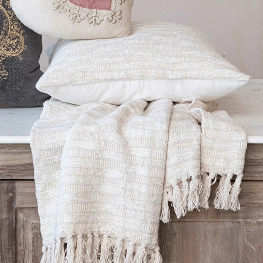 Metallic Gold Thread Cotton Blend Pillow