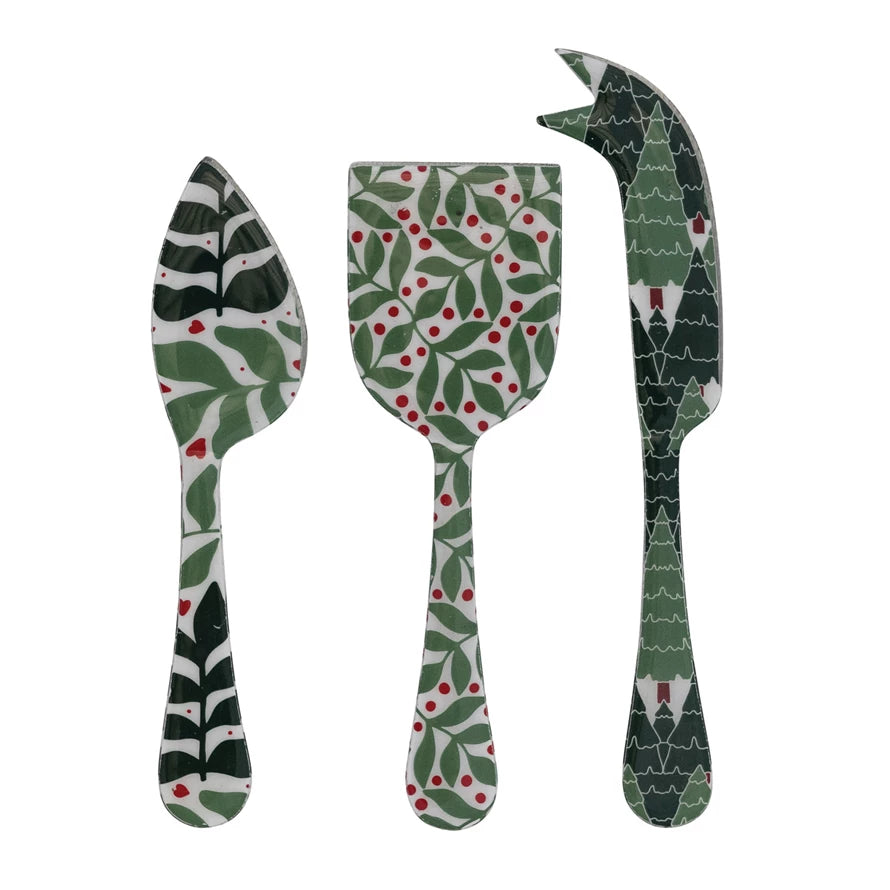 Seasonal Botanical Enameled Cheese Servers