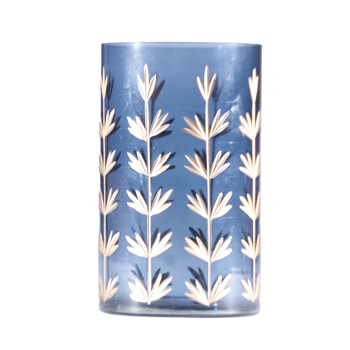 Navy & Gold Cut Glass Candle Holder/Vase