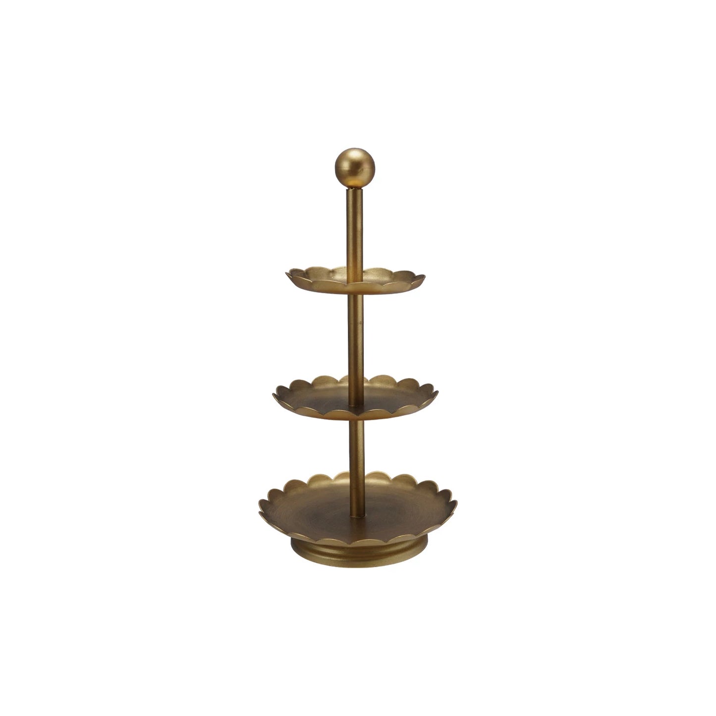 Gold Decorative 3-Tier Tray with Scalloped Edges