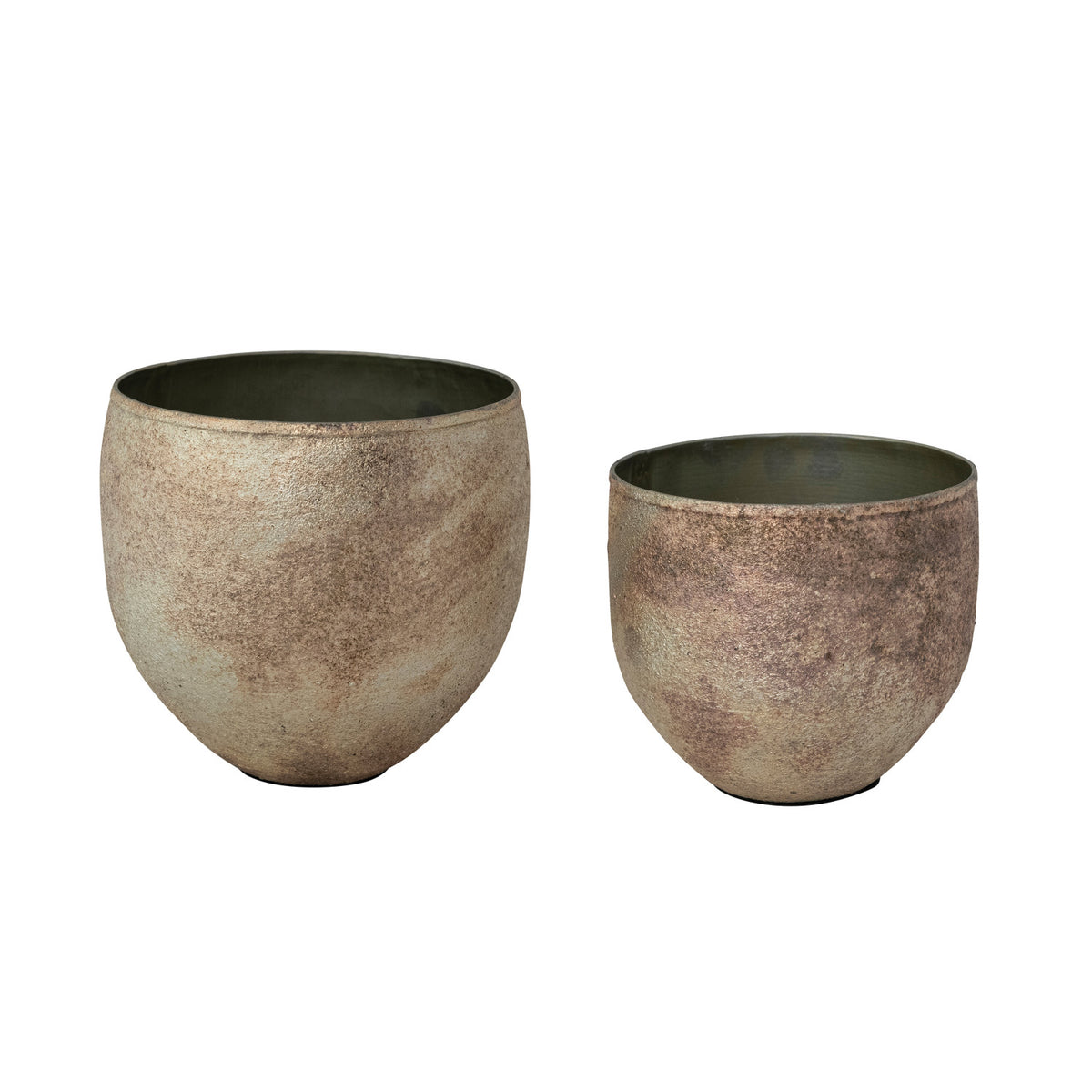 Tarnished Silver Finish Metal Planter