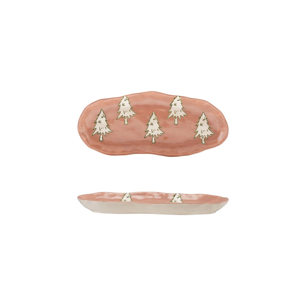 Pink Organic Shaped Platter with Trees