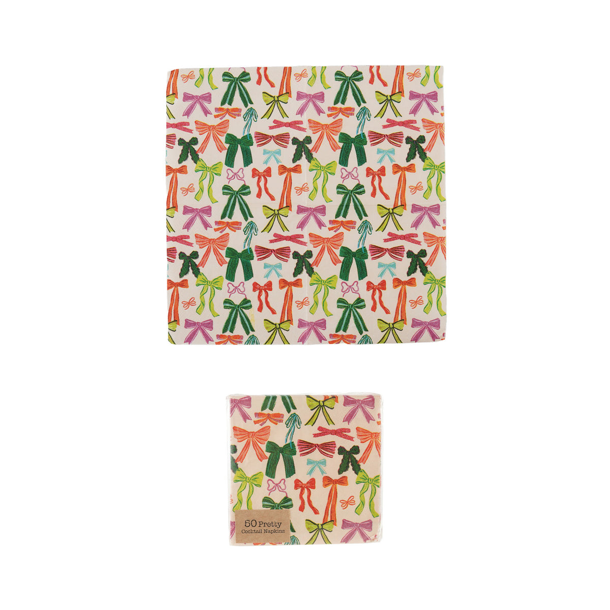 Paper Cocktail Napkins with Bow Pattern