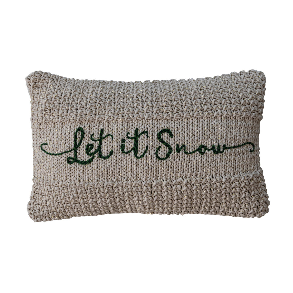 Let It Snow Knit Macrame Lumbar Pillow