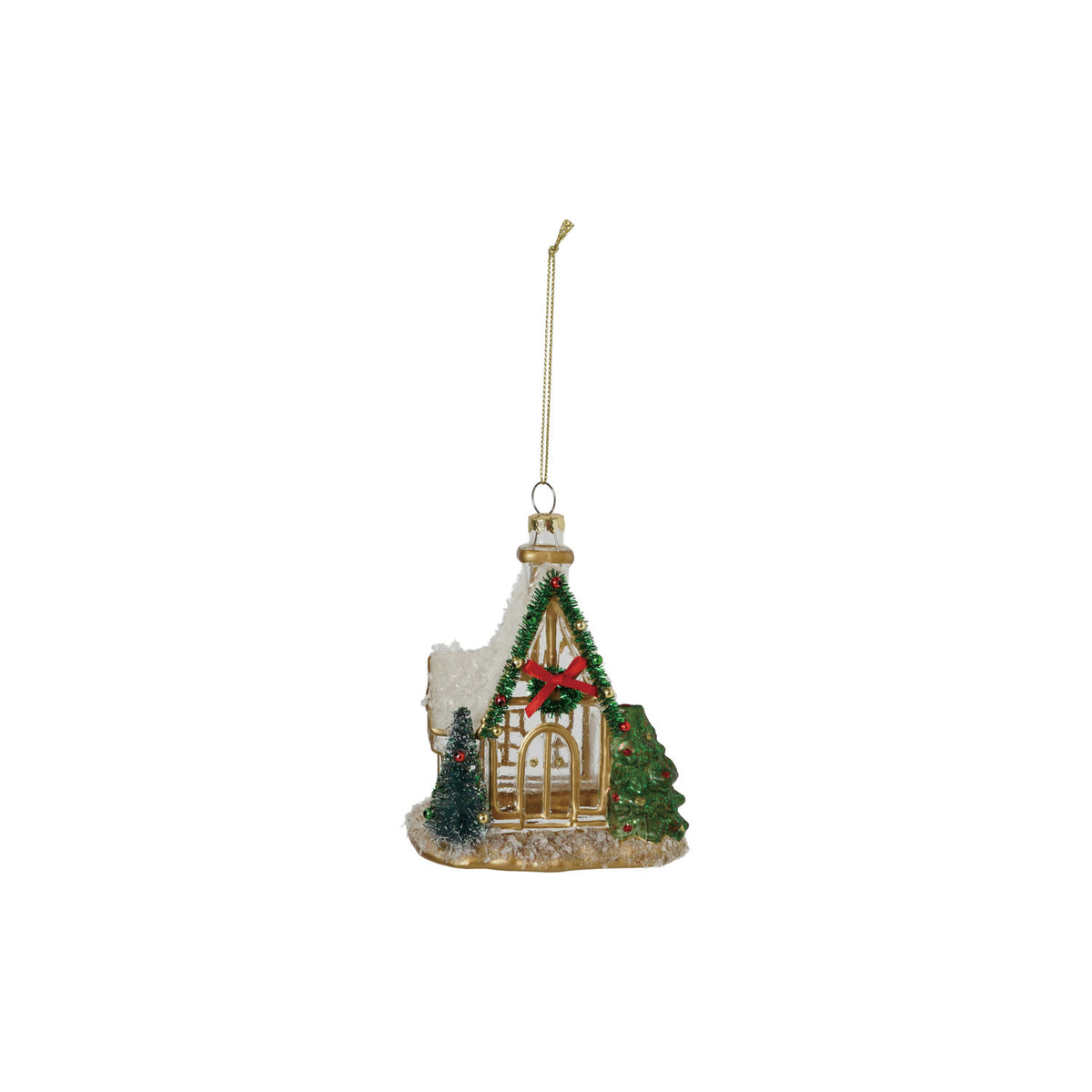 Chapel Ornament with Bottle Brush Tree