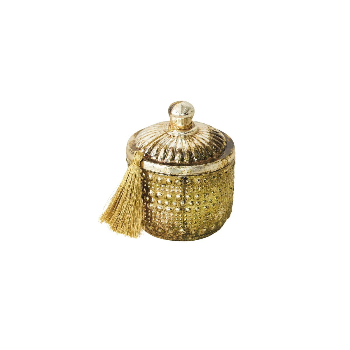 Frosted Woods Embossed Gold Glass Candle