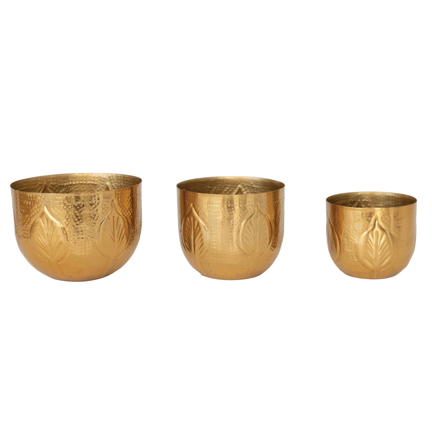 Golden Debossed Leaf Planters