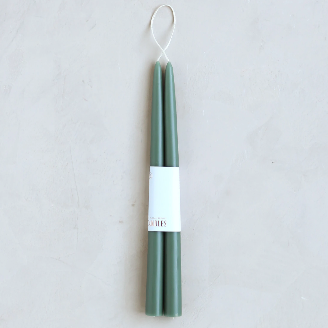 Dipped Taper Candles 12"- Moss