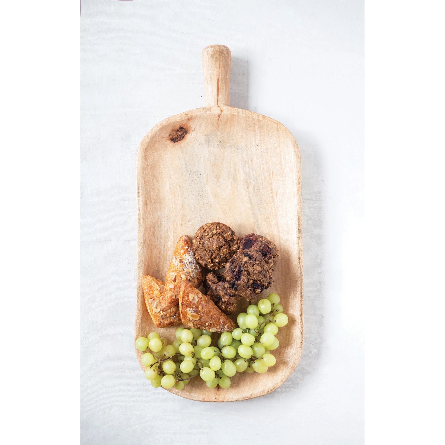 Hand-Carved Mango Wood Tray with Handle