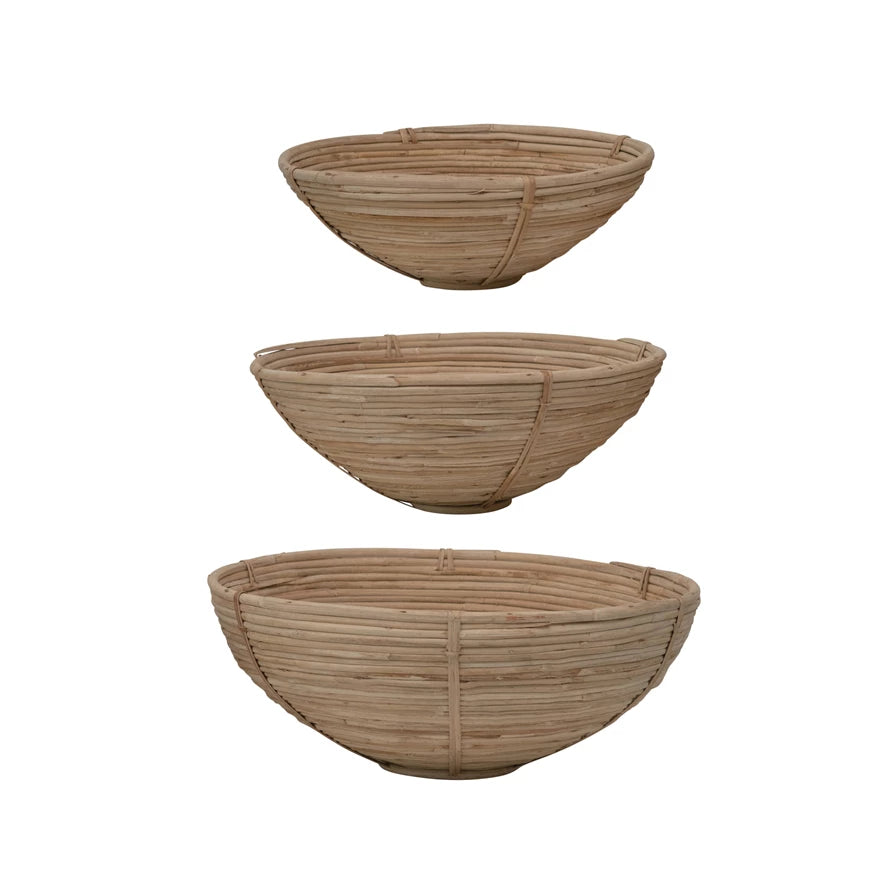Rais Natural Hand Woven Cane Bowls