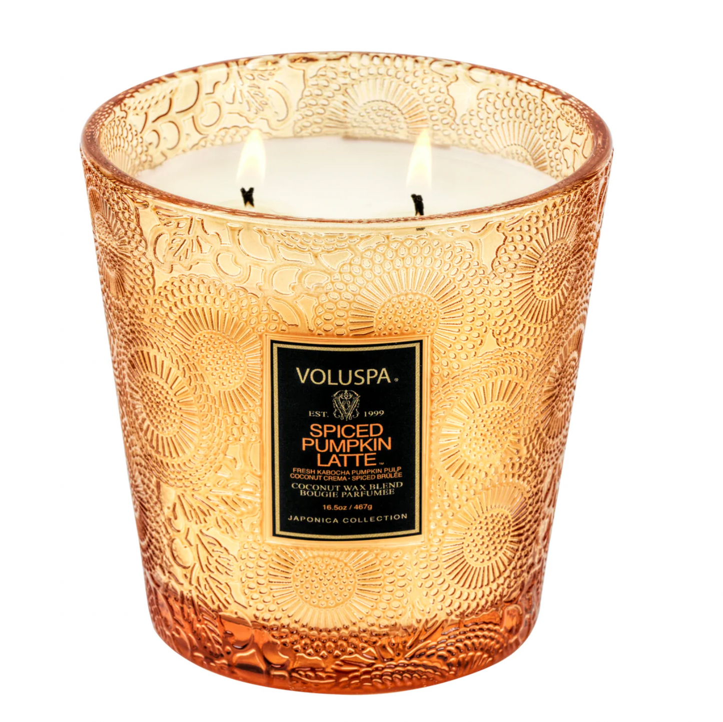 2 wick hearth shaped Pumpkin Latte Candle