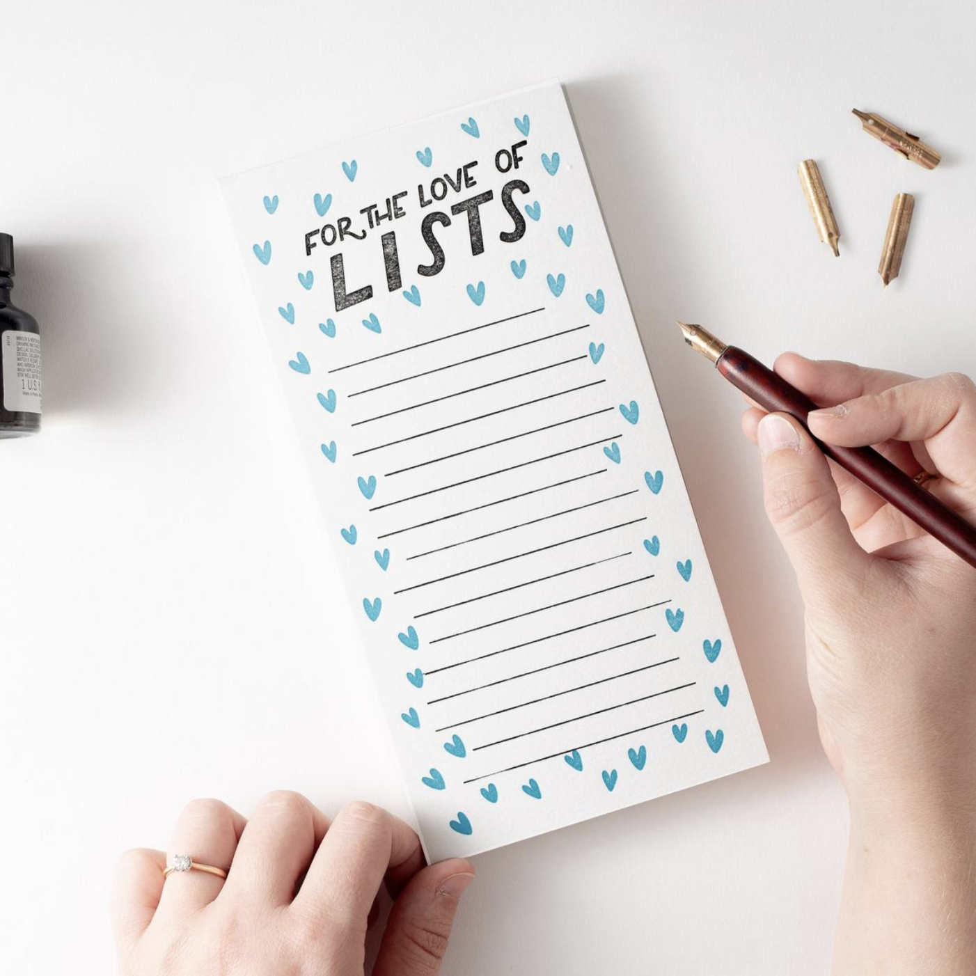 For the Love of Lists Pad with blue hearts