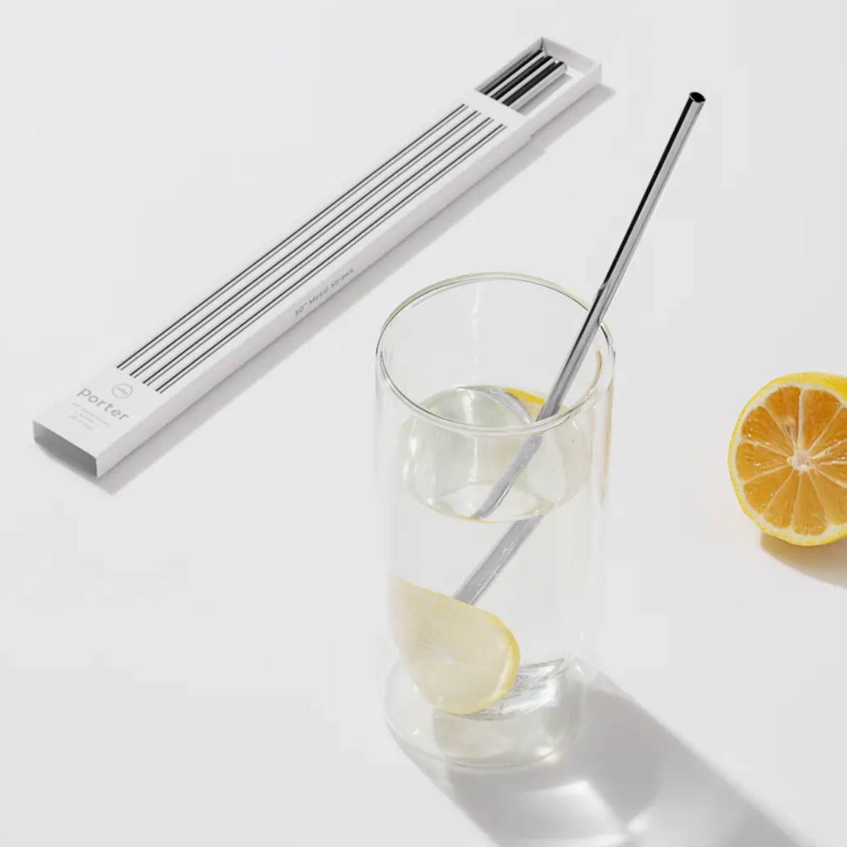 Porter Metal Straws, Set of 4