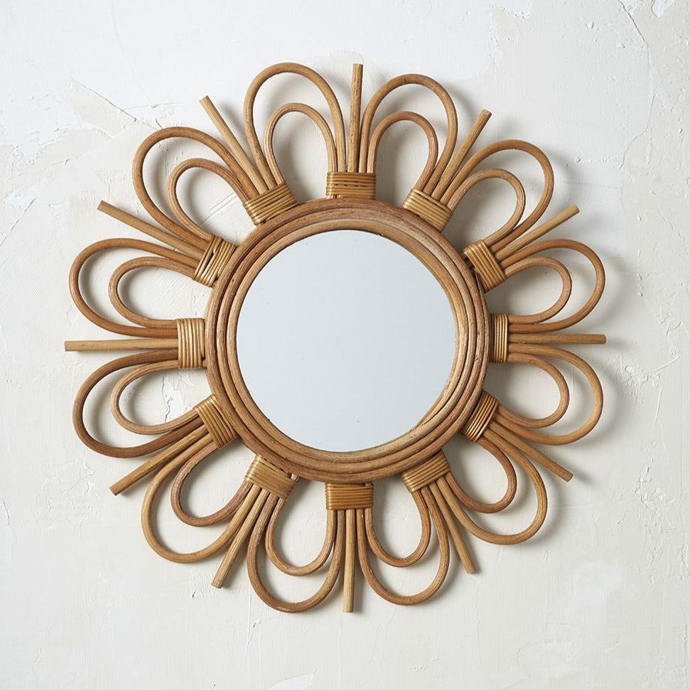 Sante Bamboo Mirror on concrete wall
