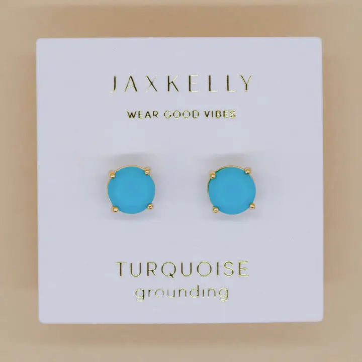 Round Turquoise Gemstone Earrings