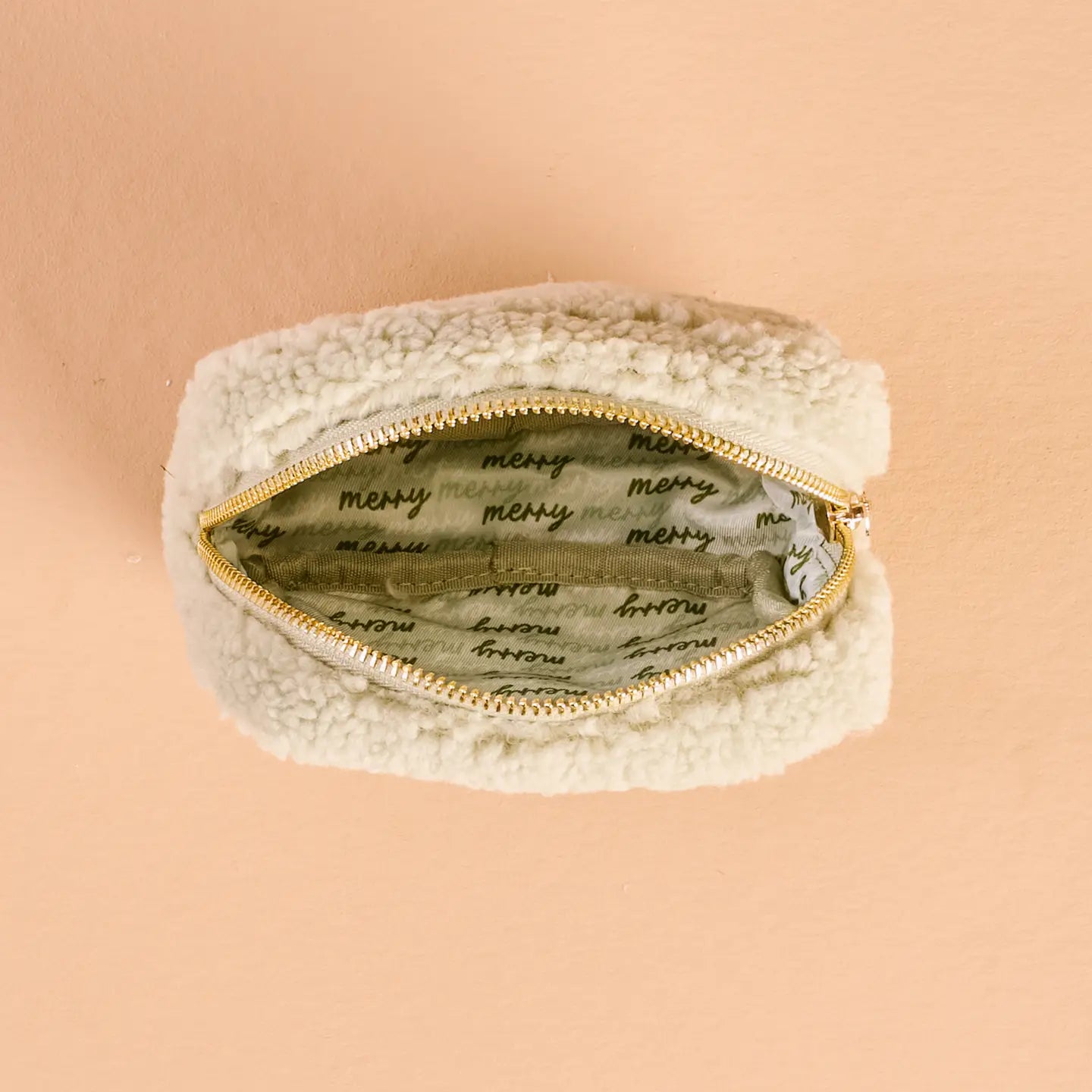 Square Holiday Gift Bow Green Teddy Pouch