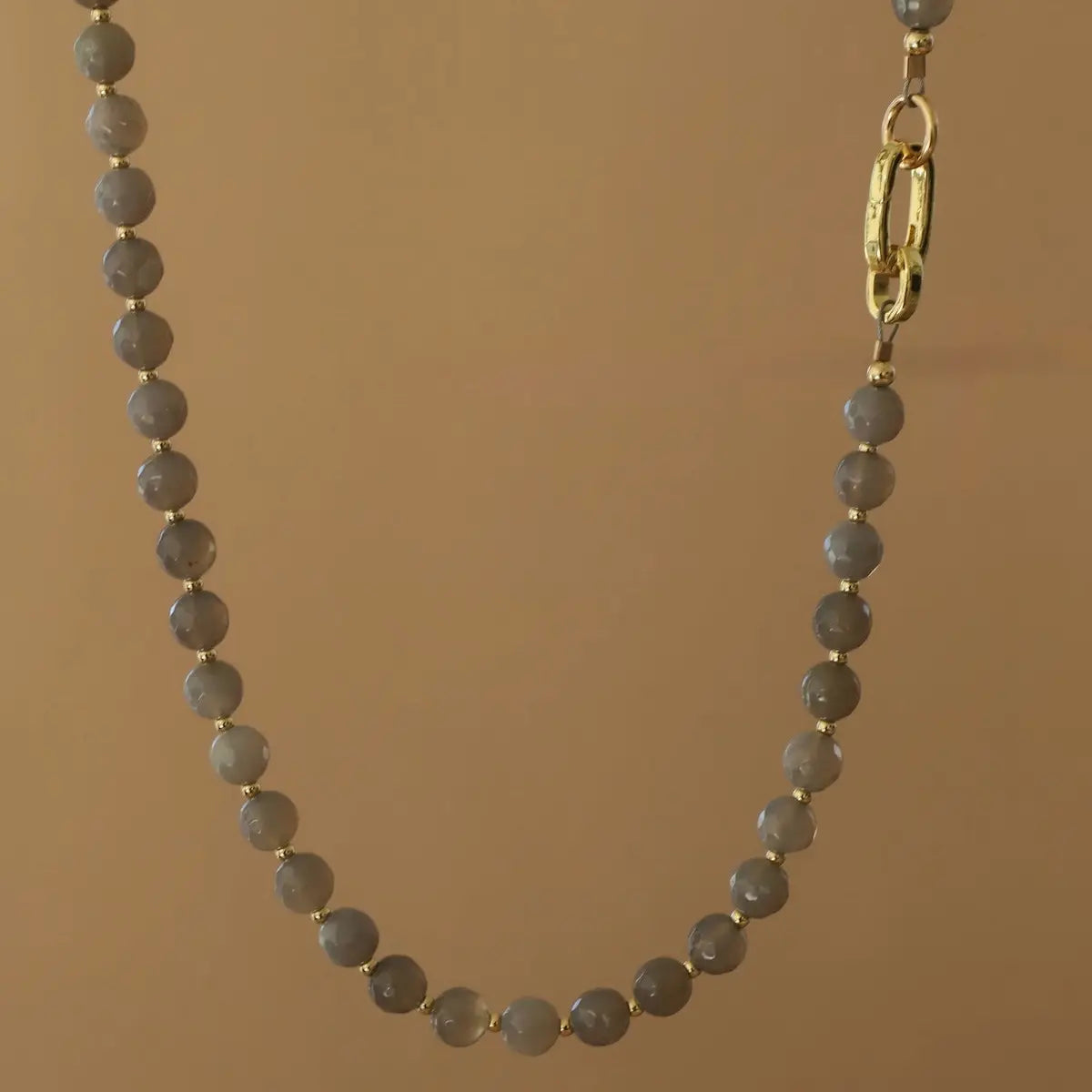 Grey Moonstone Beaded Link Necklace