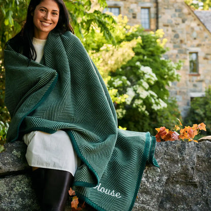 ChappyWrap Harborview Herringbone Forest Green Blanket