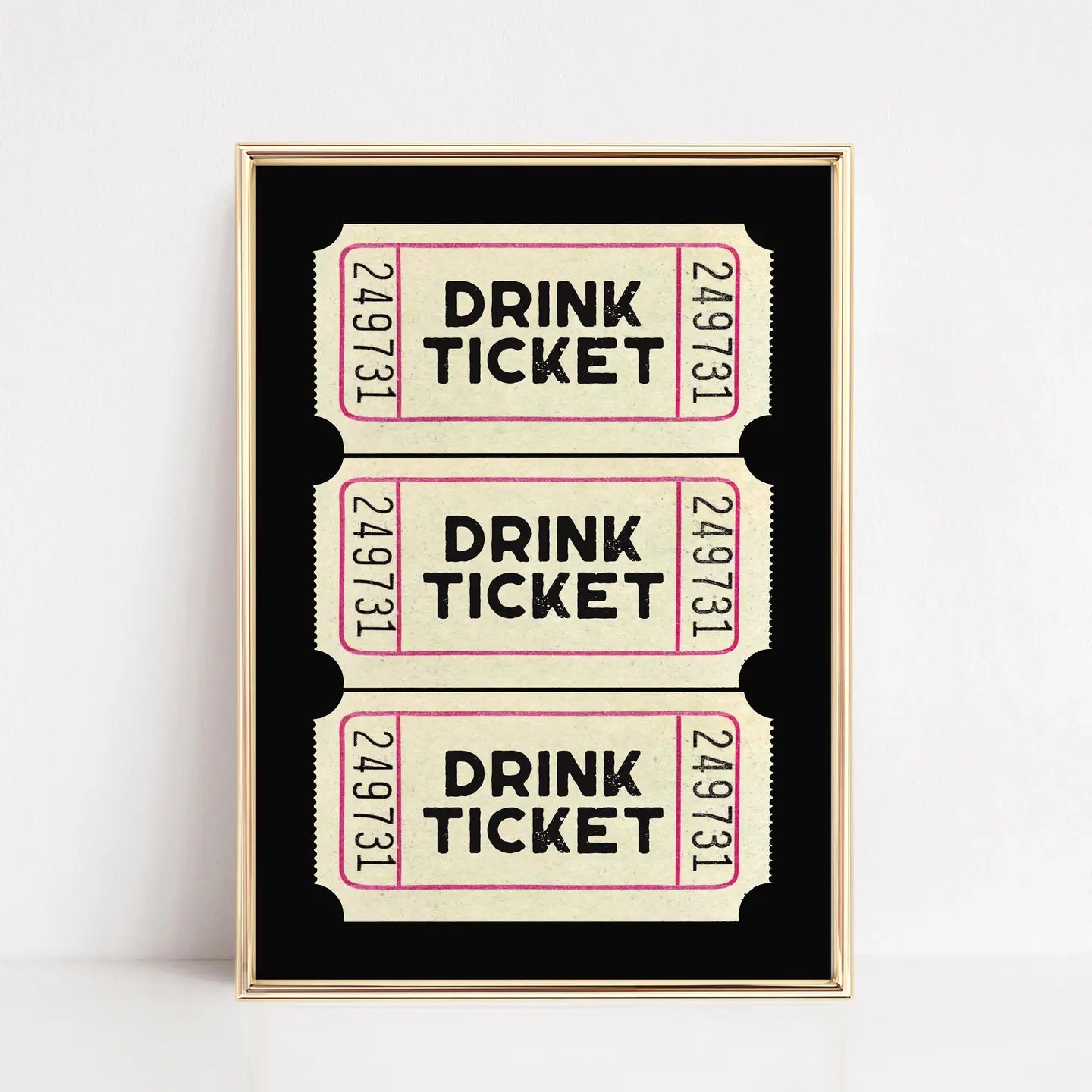 Drink Ticket Wall Art Print - Black