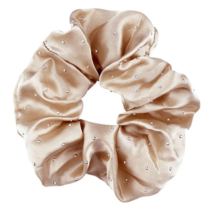 Satin Rhinestone Scrunchie in Diamond Ornament