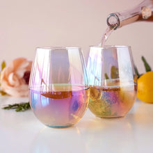 Load image into Gallery viewer, Luster Rainbow Stemless Wine Glasses - Set of 2
