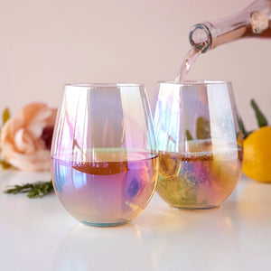 Luster Rainbow Stemless Wine Glasses - Set of 2