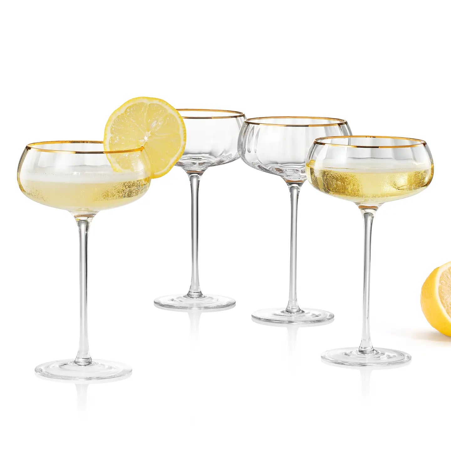 Vintage Gold Rim Coupe Glasses | Set of 2