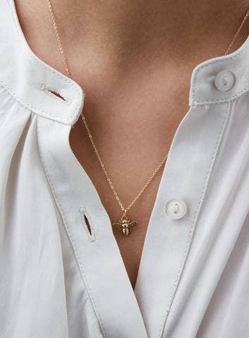 Gold Bee Charm Necklace