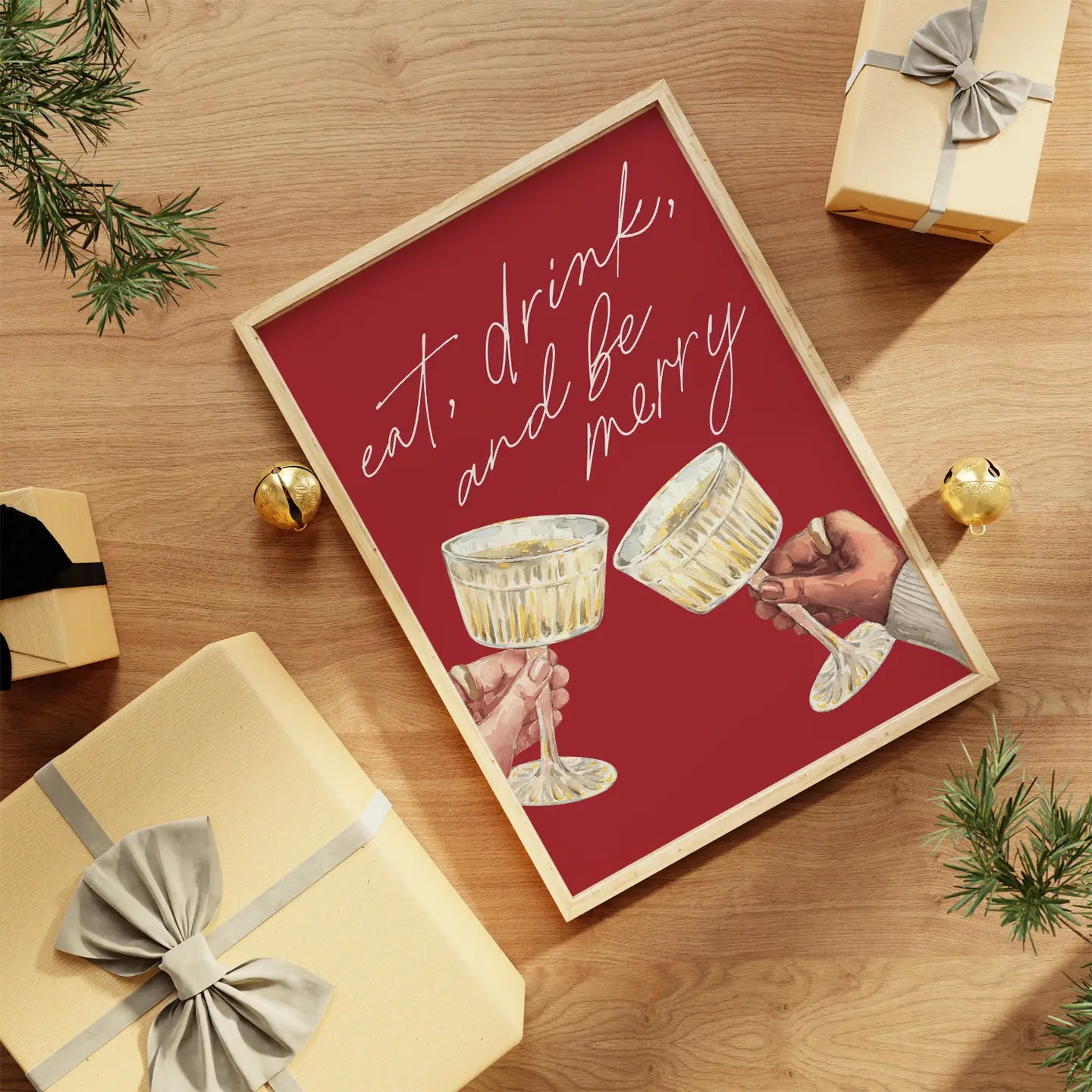 Eat Drink Be Merry Art Print - Red