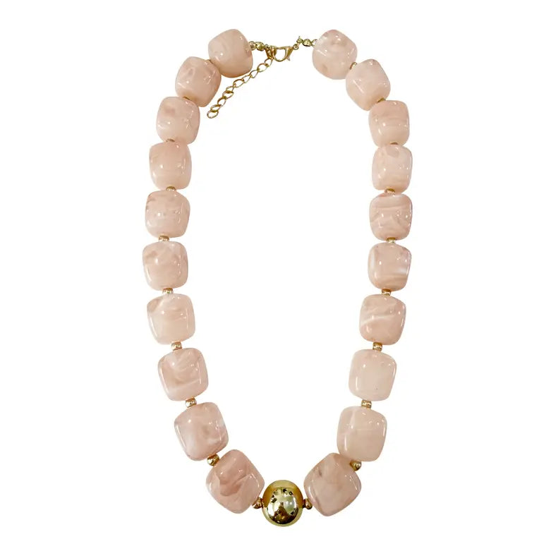 Jennifer Chunky Beaded Necklace - Light Pink