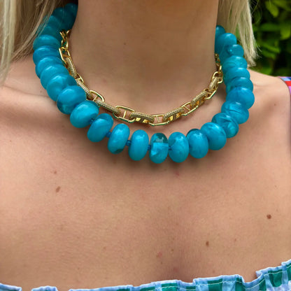 Bailey Chunky Beaded Necklace- Tortoise