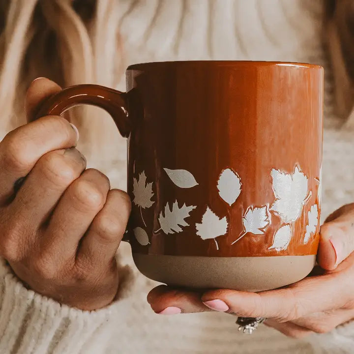 Orange Fall Leaves Stoneware Mug