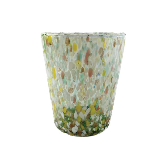 Confetti + Gold Glitter Recycled Blown Drinking Glass