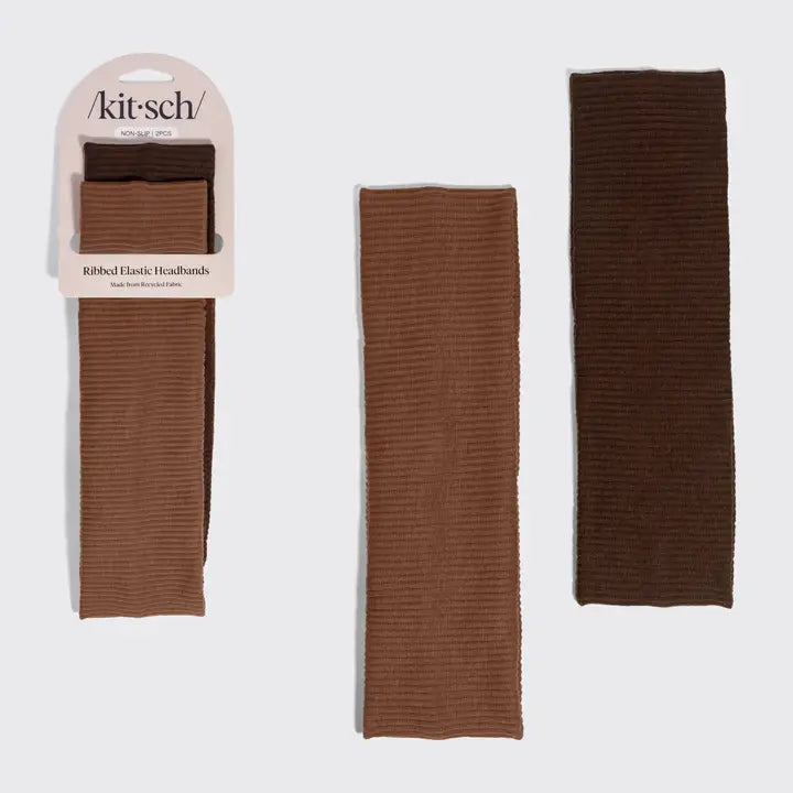 Recycled Fabric Ribbed Elastic Headbands 2pc Set