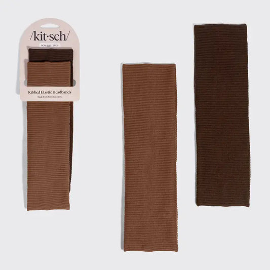 Recycled Fabric Ribbed Elastic Headbands 2pc Set