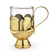 Load image into Gallery viewer, Glass Mug w/ Gold-Plated Stainless Steel Scalloped Base
