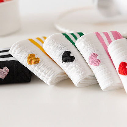 College Stripes with Heart Crew Socks