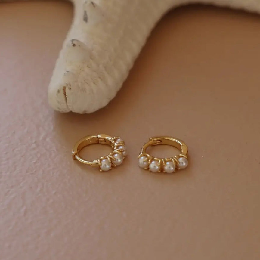 Mini Pearl Hoops