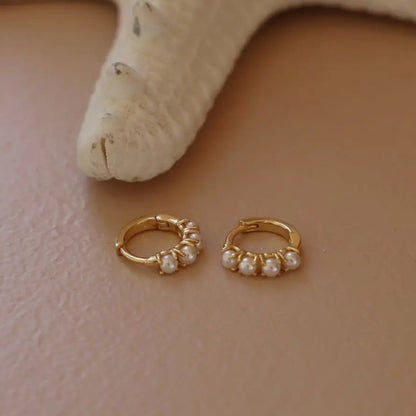 Mini Pearl Hoops