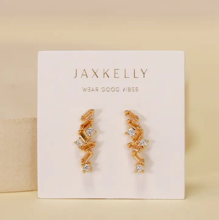 Cascading Baguette Drop Gold Earrings